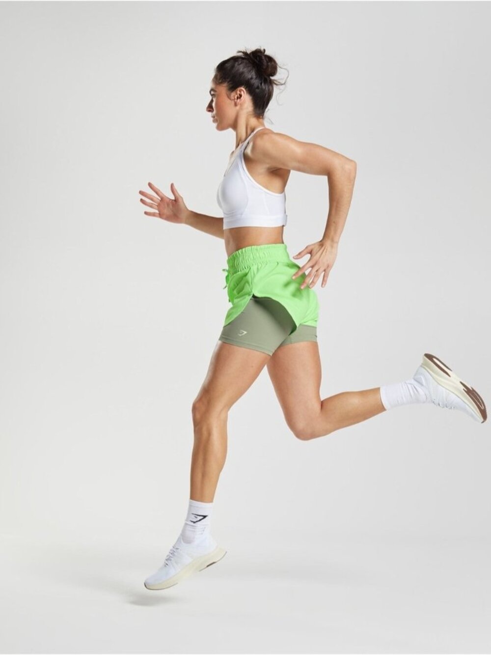 Gymshark 2 In 1 Shorts Iris Green Light Olive Green S running active high waist